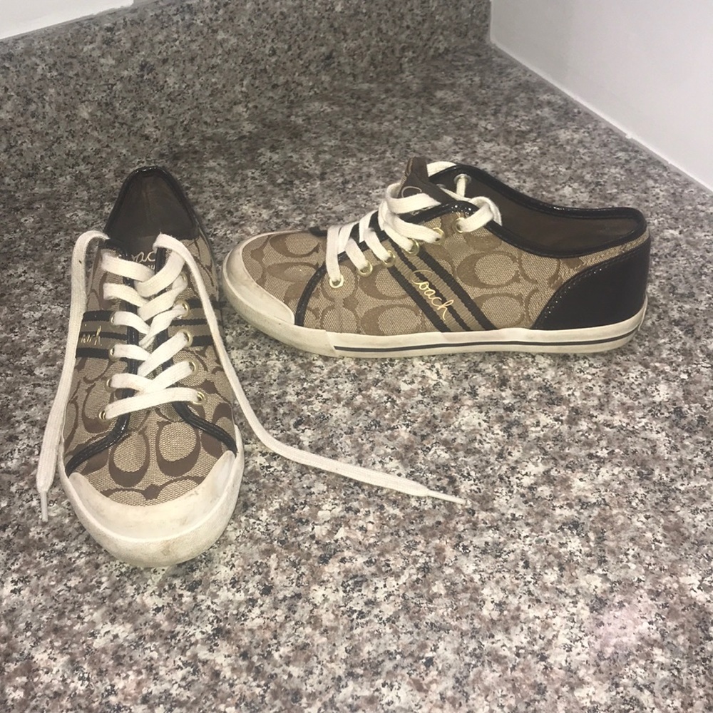 Coach sneakers, tan, size 6.5